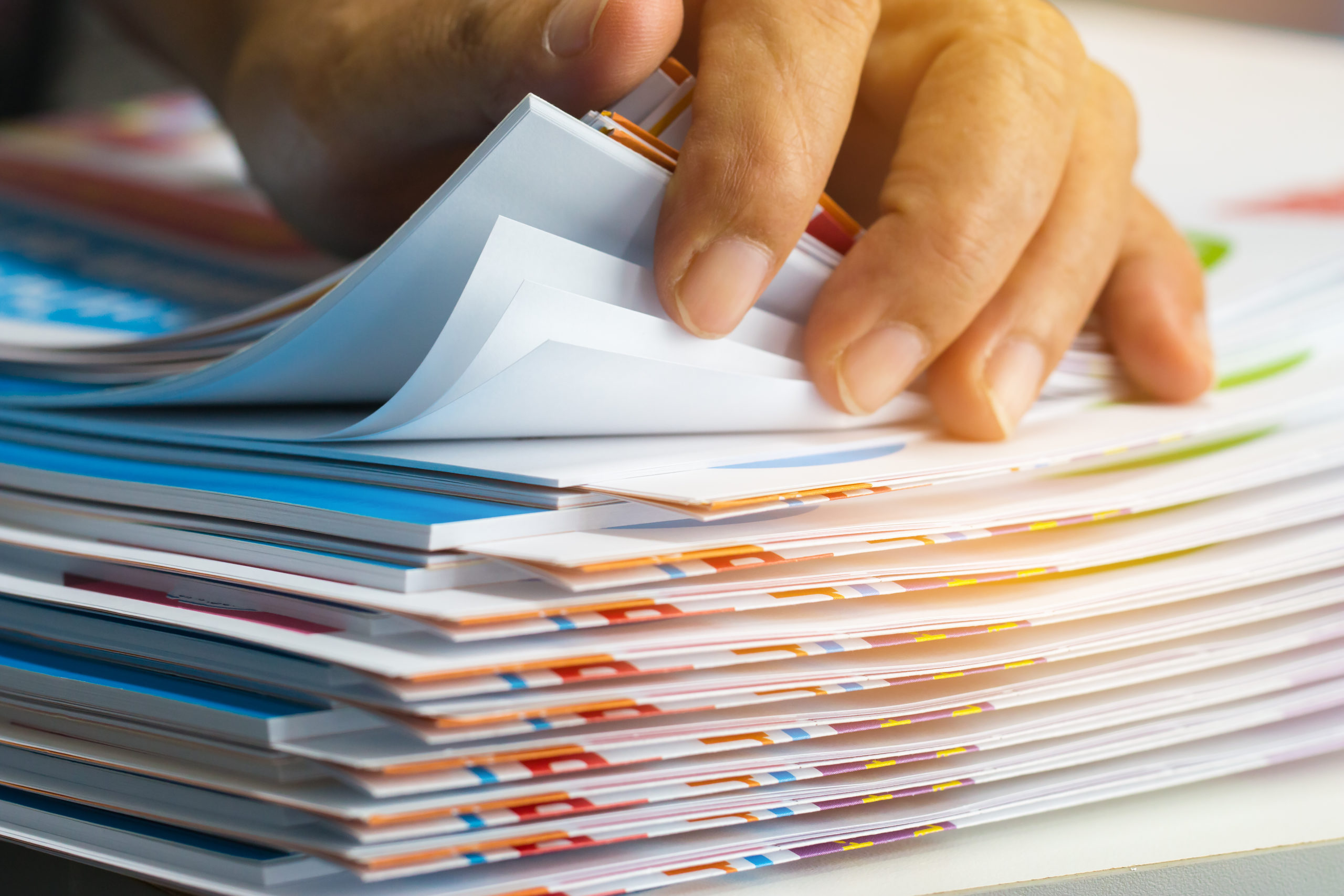 Businessman,Hands,Searching,Unfinished,Documents,Stacks,Of,Paper,Files,On